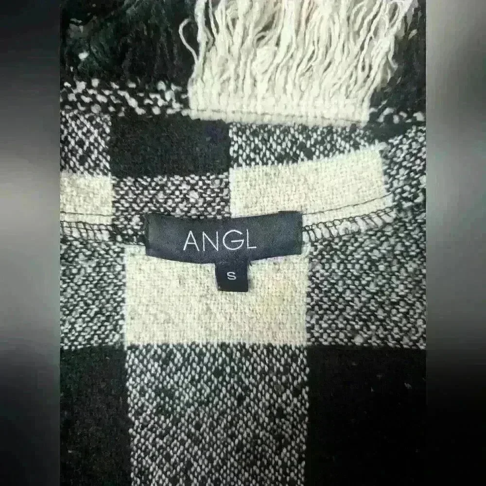 ANGL Plaid Black and Tan Vest with Fringe